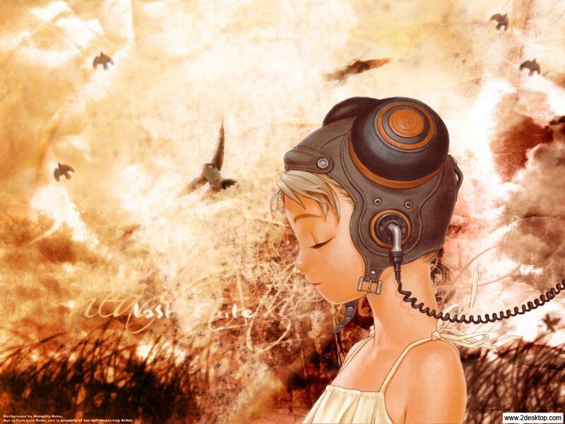 girl with pilot helmet in field