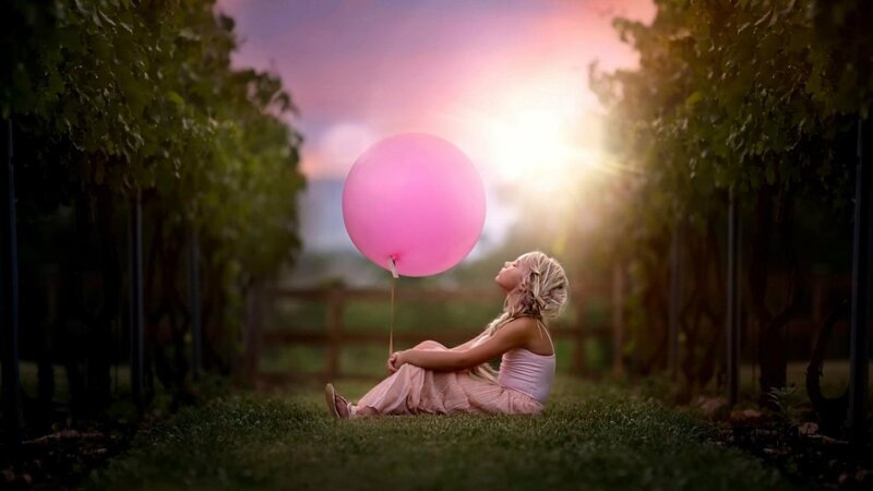 Girl with Pink Balloon — Serene