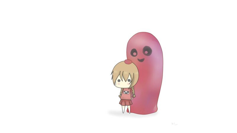 girl with pink ghost