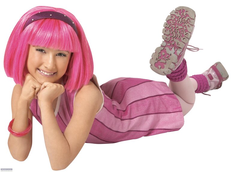 girl with pink hair lying down