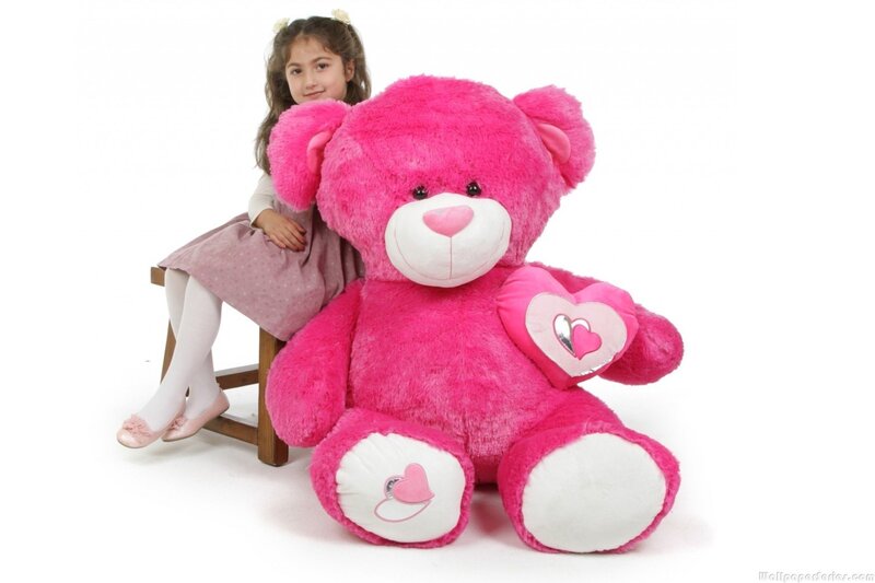 Girl with Pink Teddy Bear — Innocent