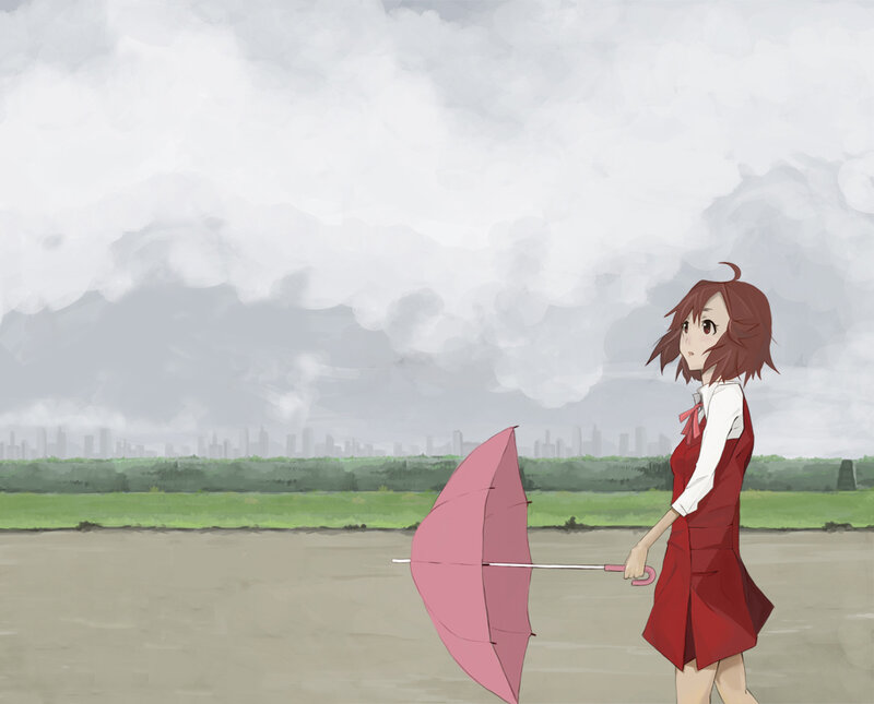 girl with pink umbrella