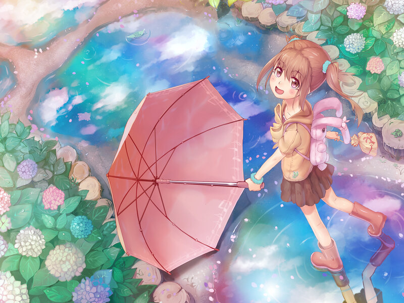 Girl with Pink Umbrella — Playful