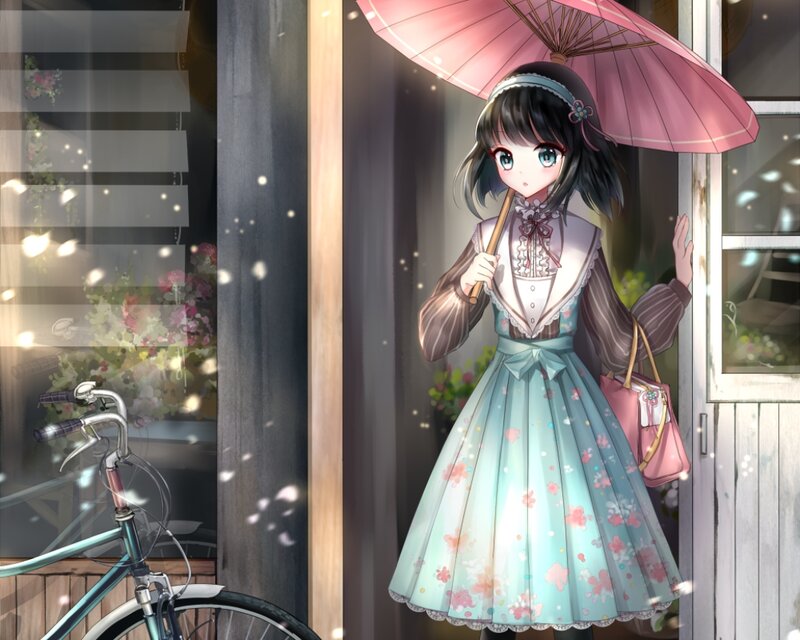 Girl with Pink Umbrella — Serene