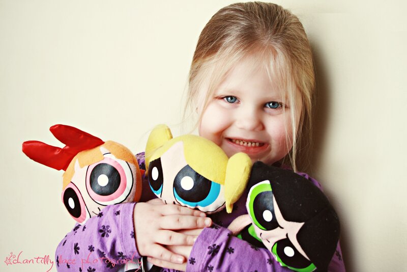 girl with plush toys