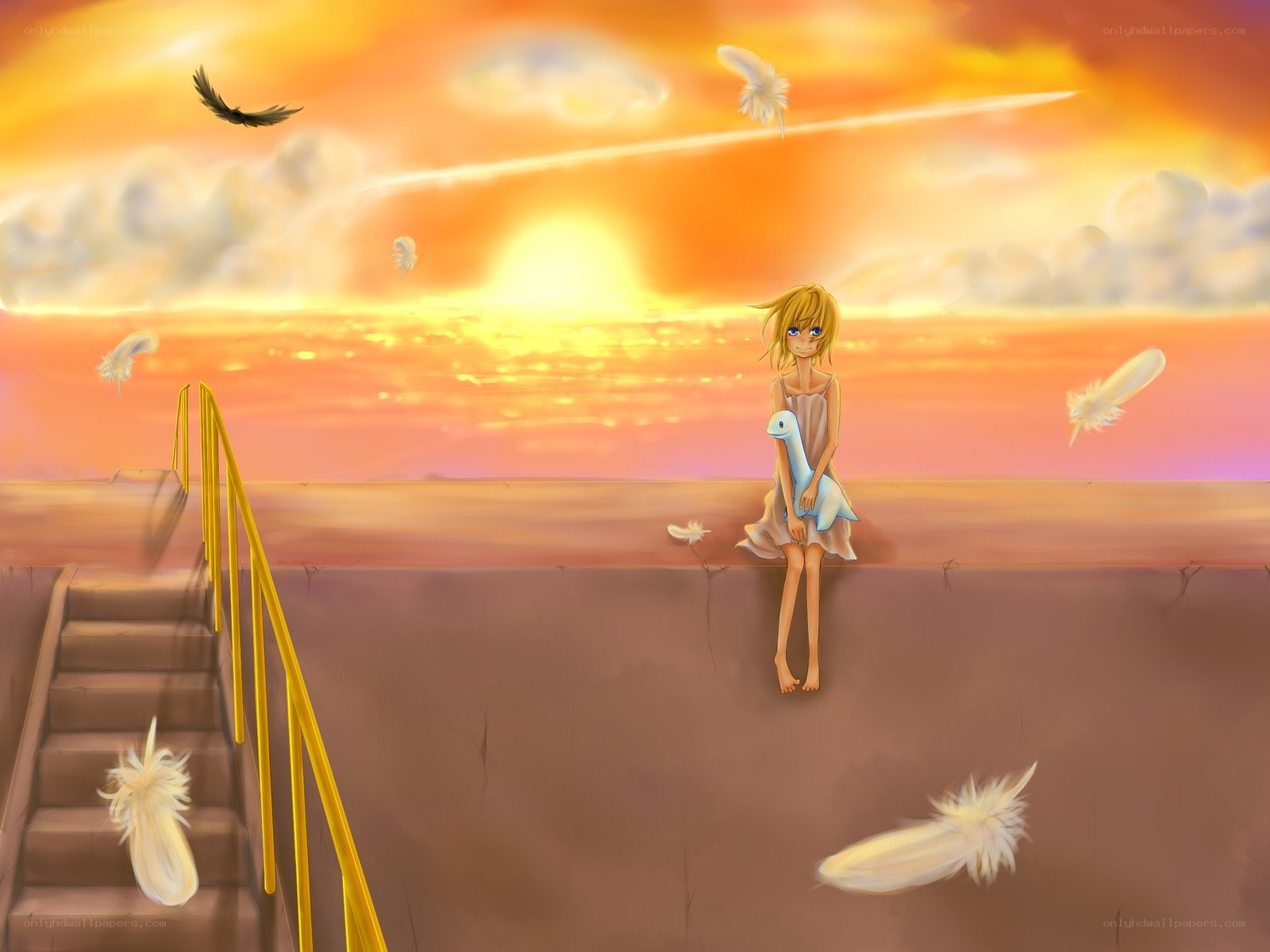 Girl with Pokémon at sunset