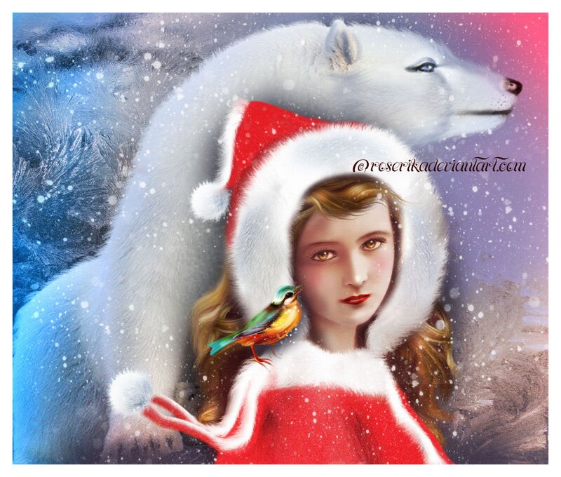 Girl with Polar Bear — Red