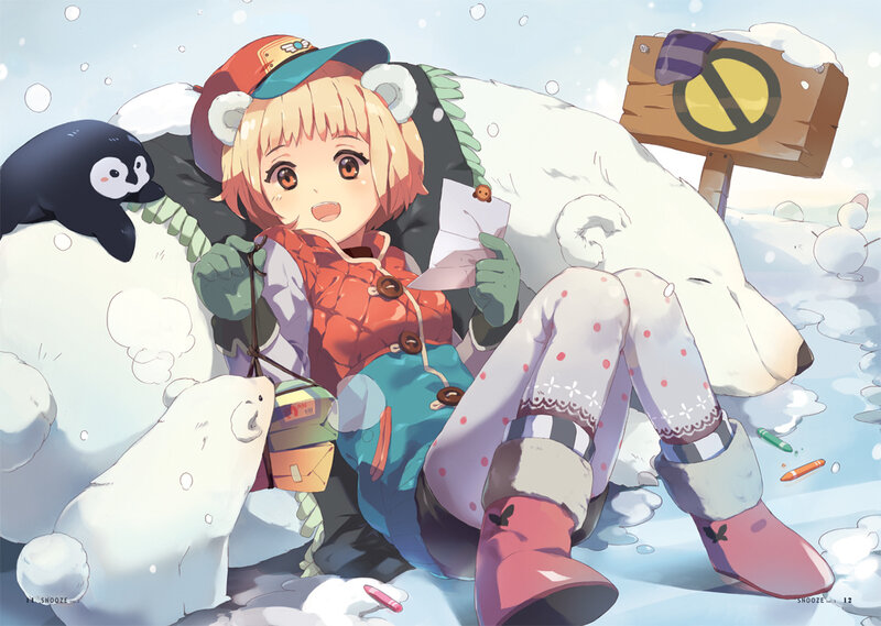 girl with polar bears in snow