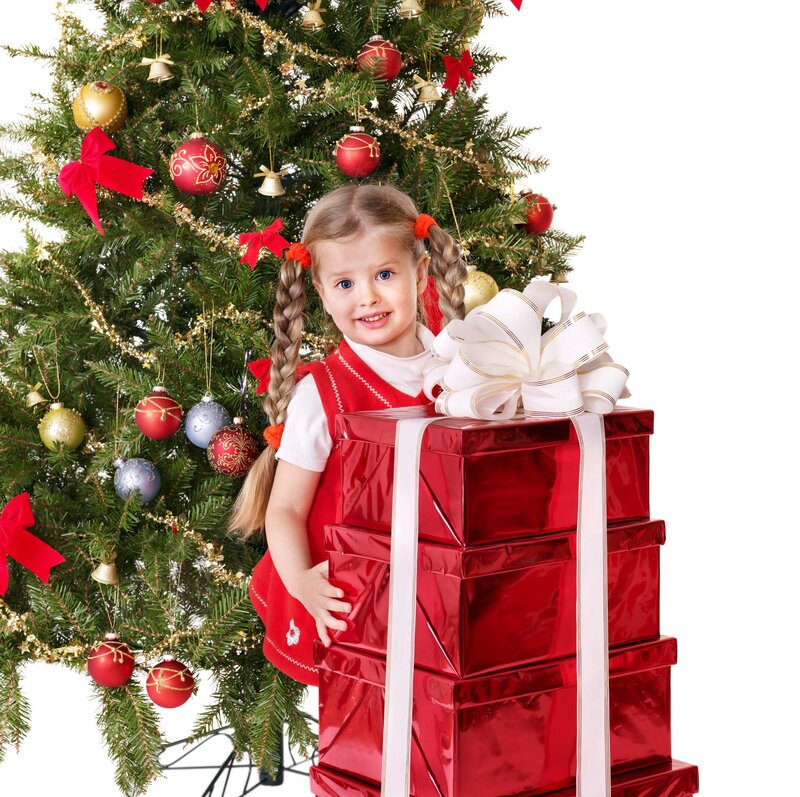 Girl with Presents — Red
