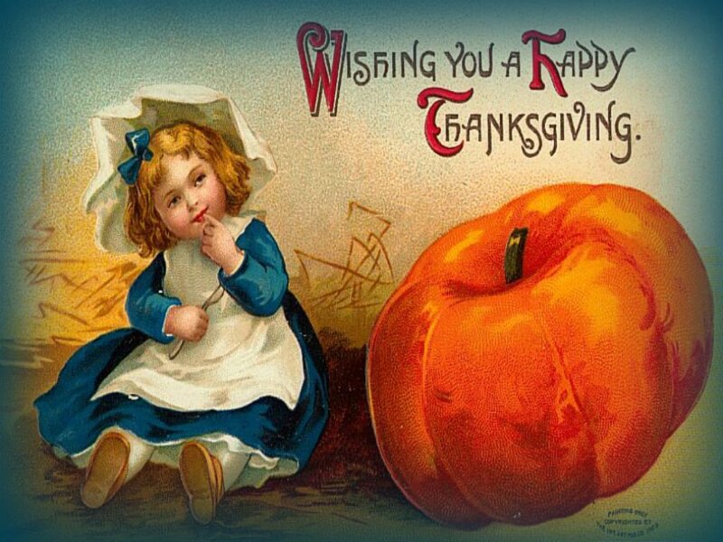 Girl with Pumpkin — Blue, Festive