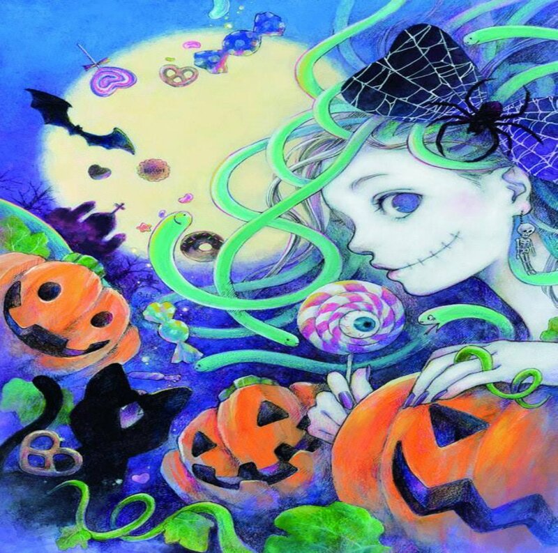 Girl with Pumpkin — Blue