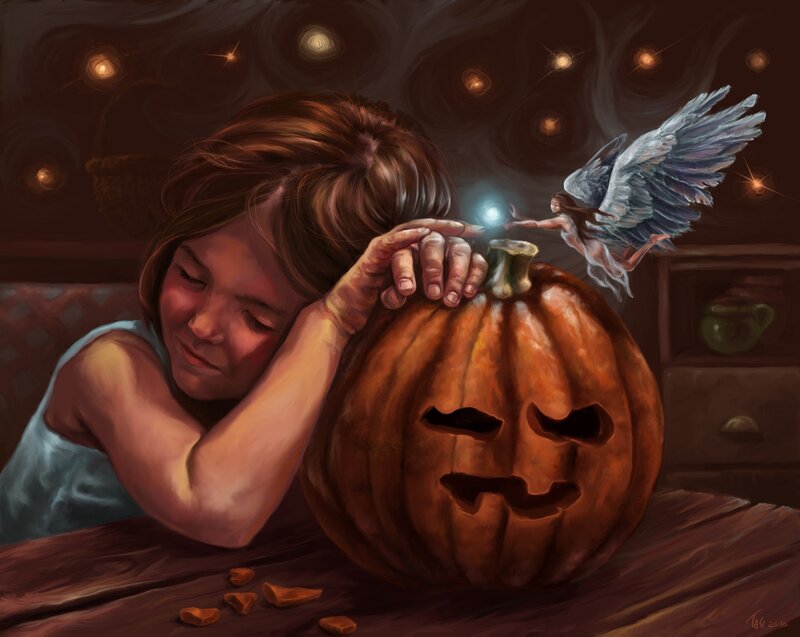 Girl with Pumpkin — Brown