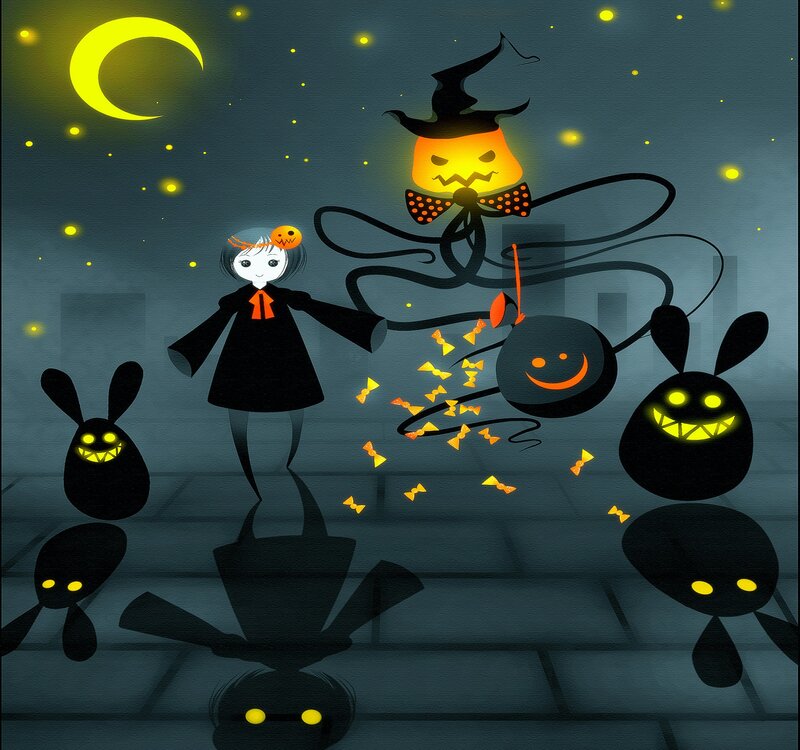 Girl with Pumpkin Creature