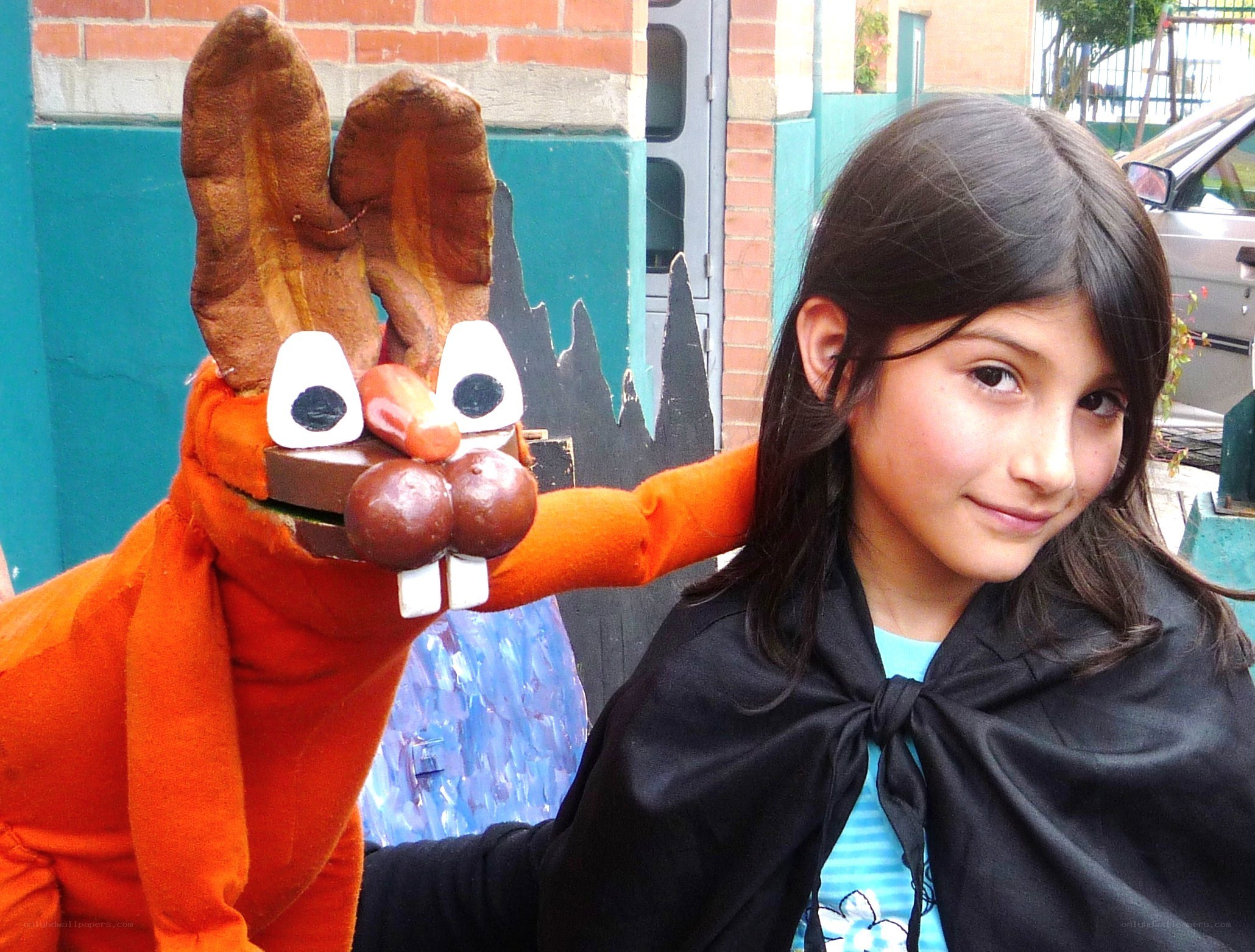 Girl with puppet character