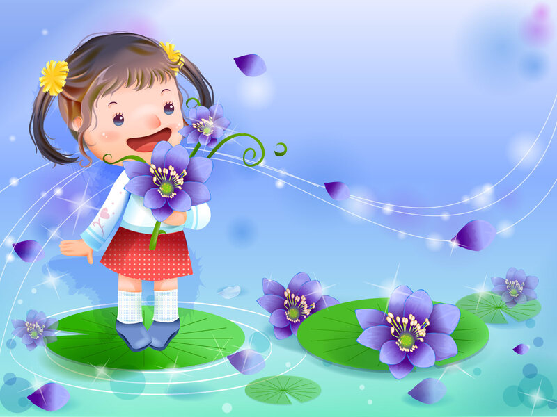 girl with purple flowers