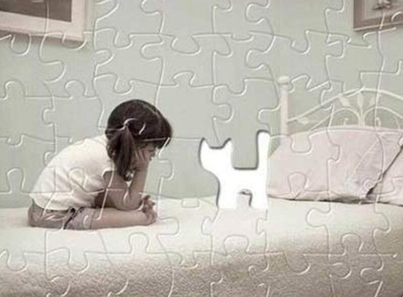 Girl with puzzle pieces