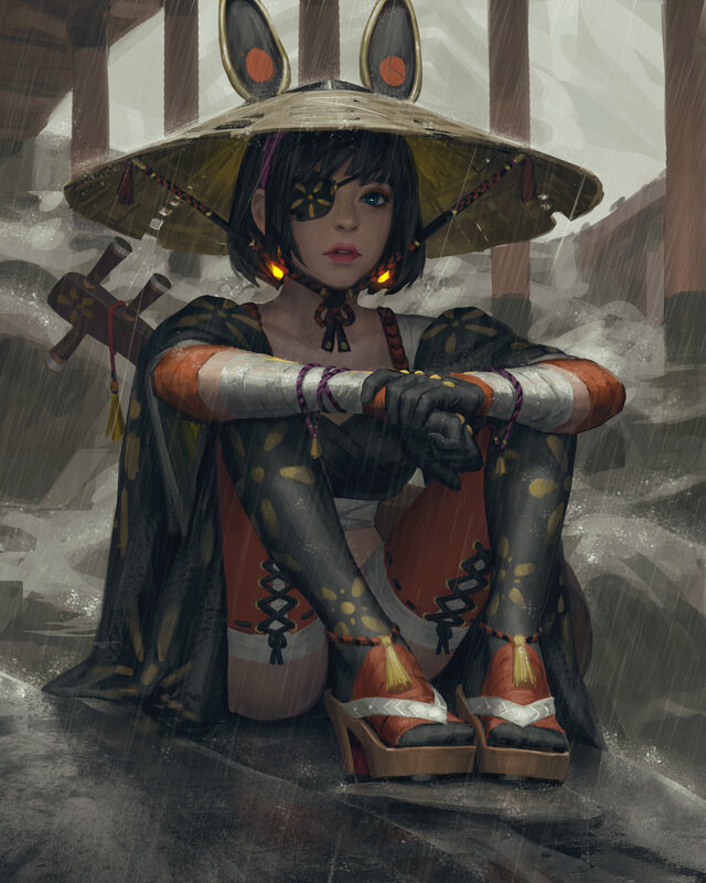 Girl with Rabbit Ears — Black
