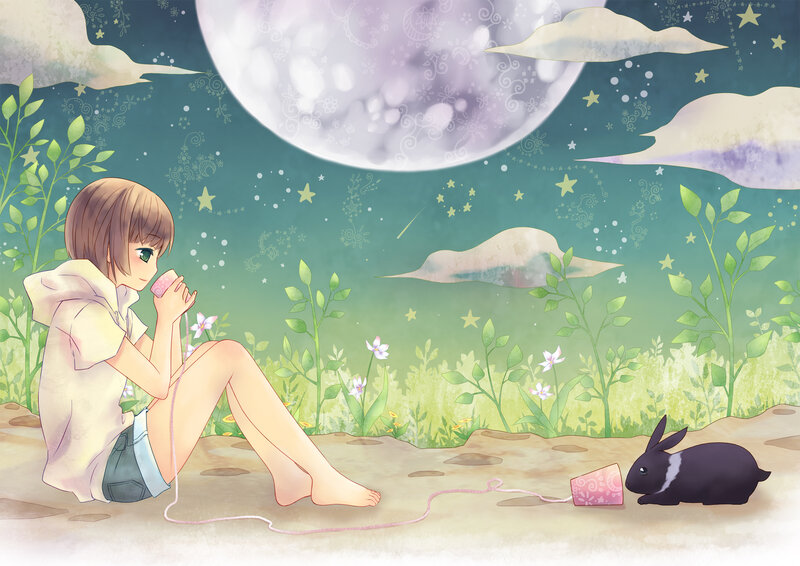 Girl with Rabbit — Green
