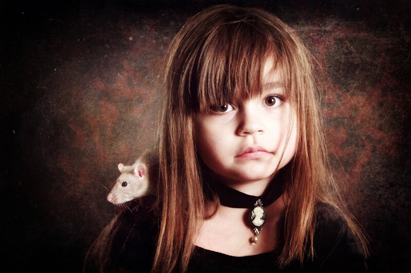 Girl with Rat on Shoulder