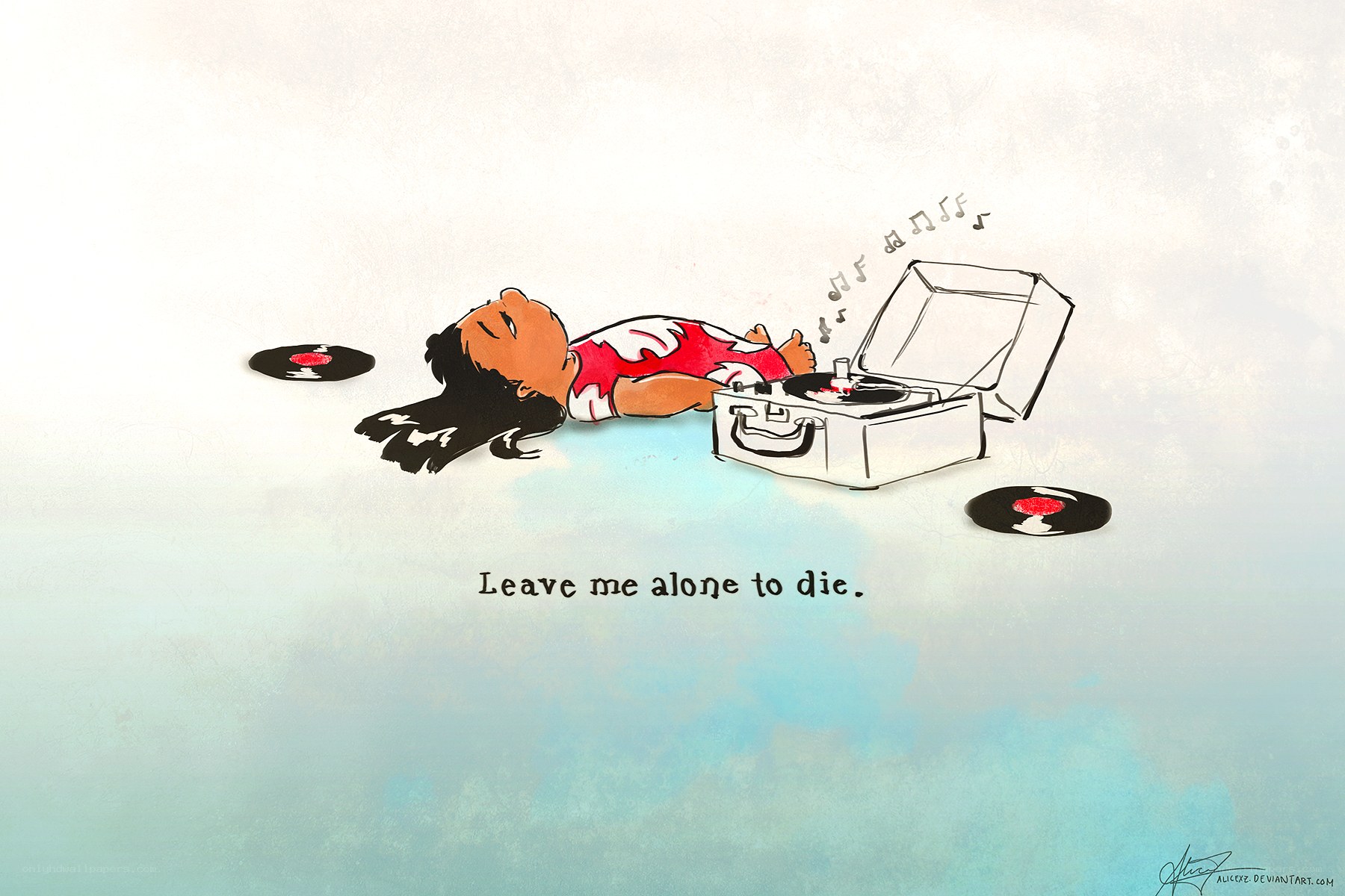 girl with record player