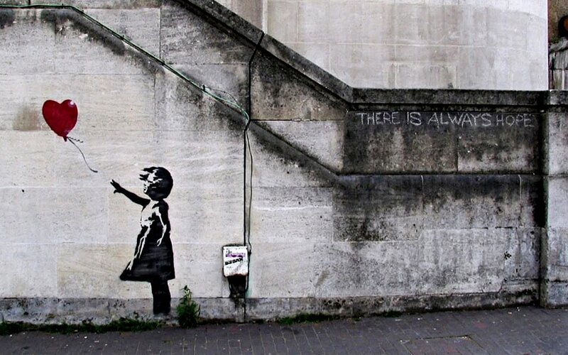 Girl with Red Balloon Graffiti