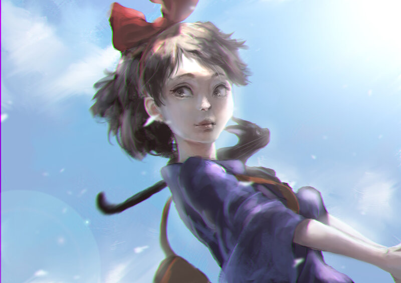 Girl with Red Bow — Blue