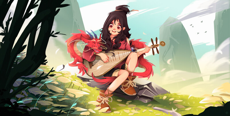Girl with Red Dragon — Serene