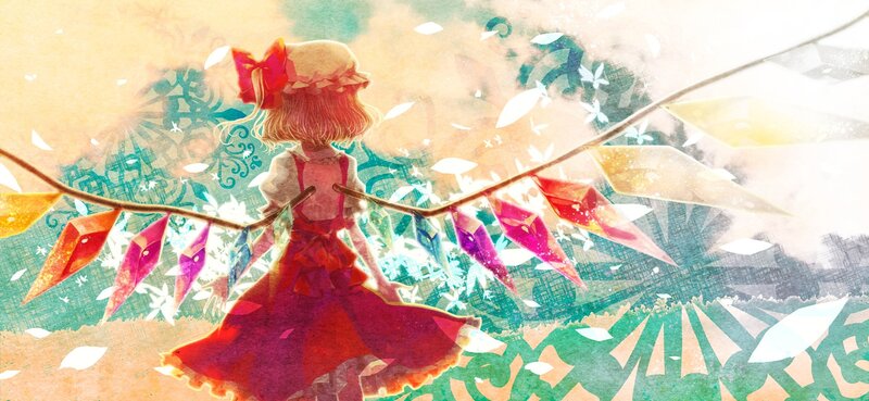 girl with red dress and flags