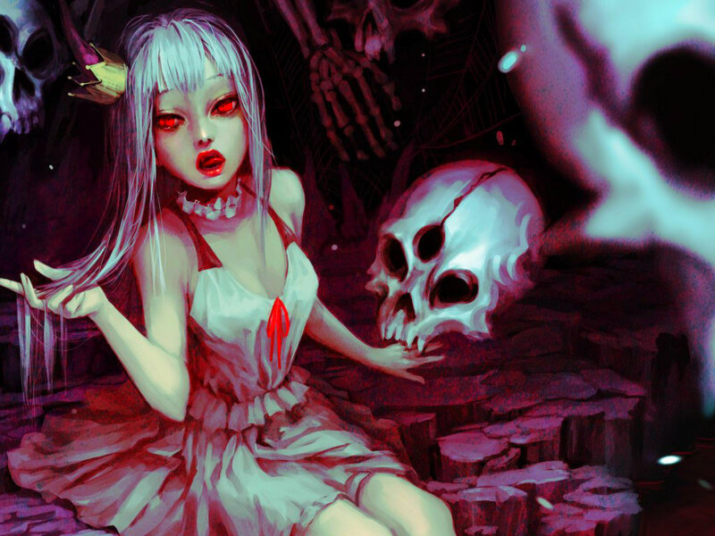 Girl with Red Eyes — White