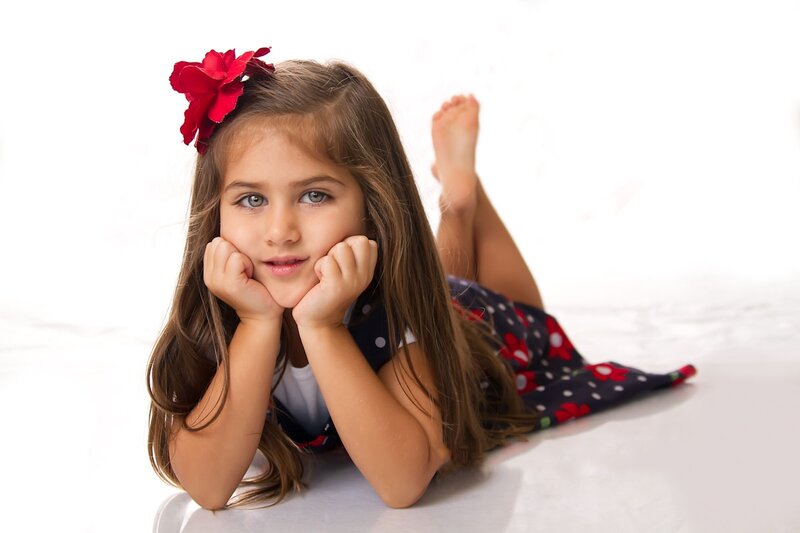 Girl with Red Flower — White