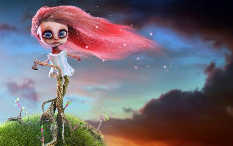 Girl with Red Hair — Dramatic, Sunset, Digital Art