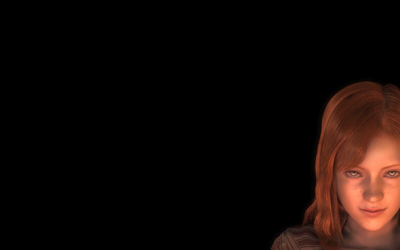 girl with red hair in darkness