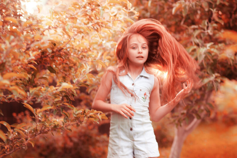 Girl with Red Hair — Orange, Dramatic