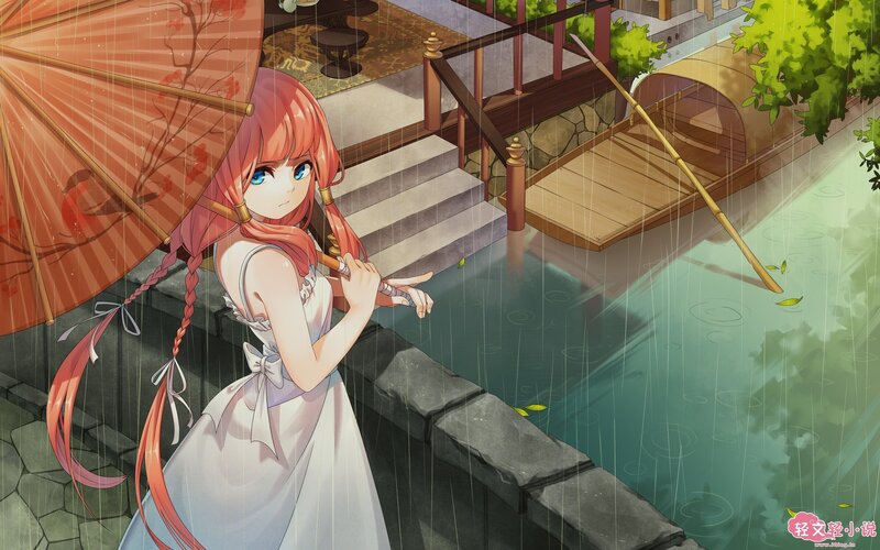 Girl with Red Hair — Serene, Afternoon, Anime