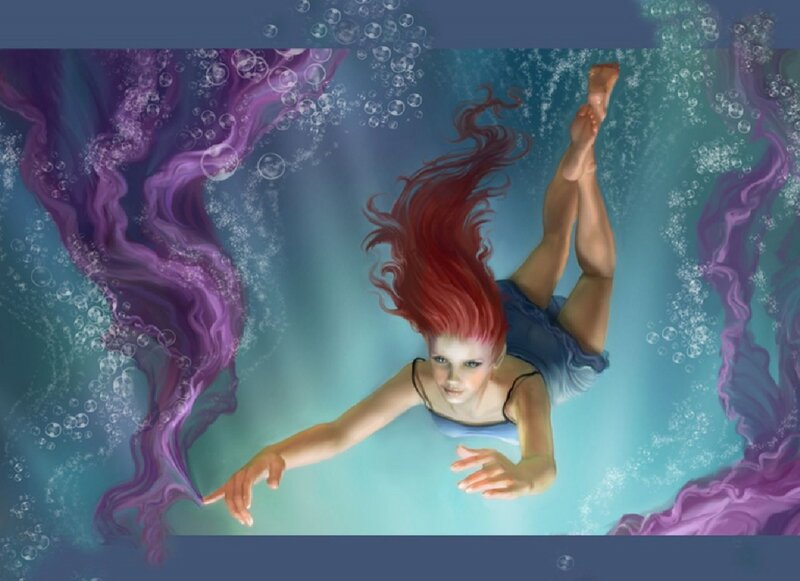Girl with Red Hair Swimming