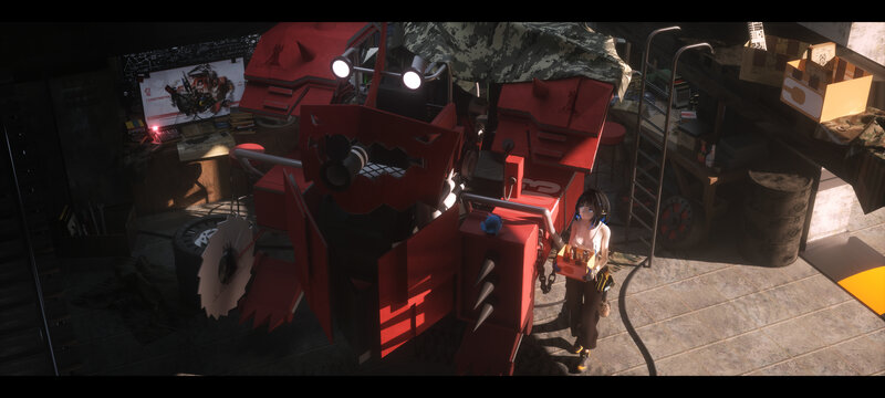 Girl with Red Robot