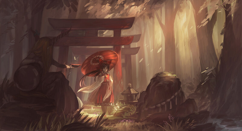 Girl with Red Umbrella — Brown