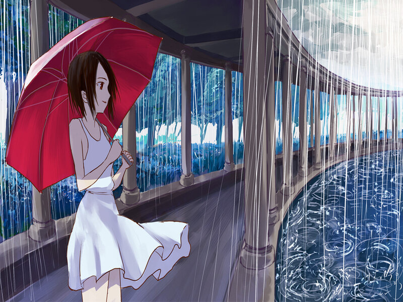 Girl with Red Umbrella — Calm
