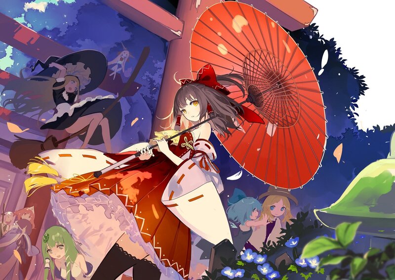 Girl with Red Umbrella — Dramatic, Night