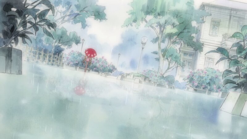 Girl with Red Umbrella — Green, Calm