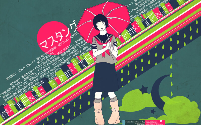 girl with red umbrella in rain