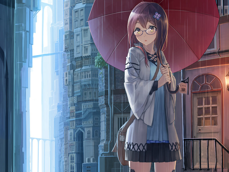 Girl with Red Umbrella — Melancholic