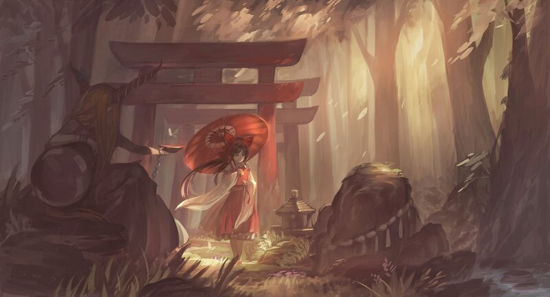 Girl with Red Umbrella — Serene