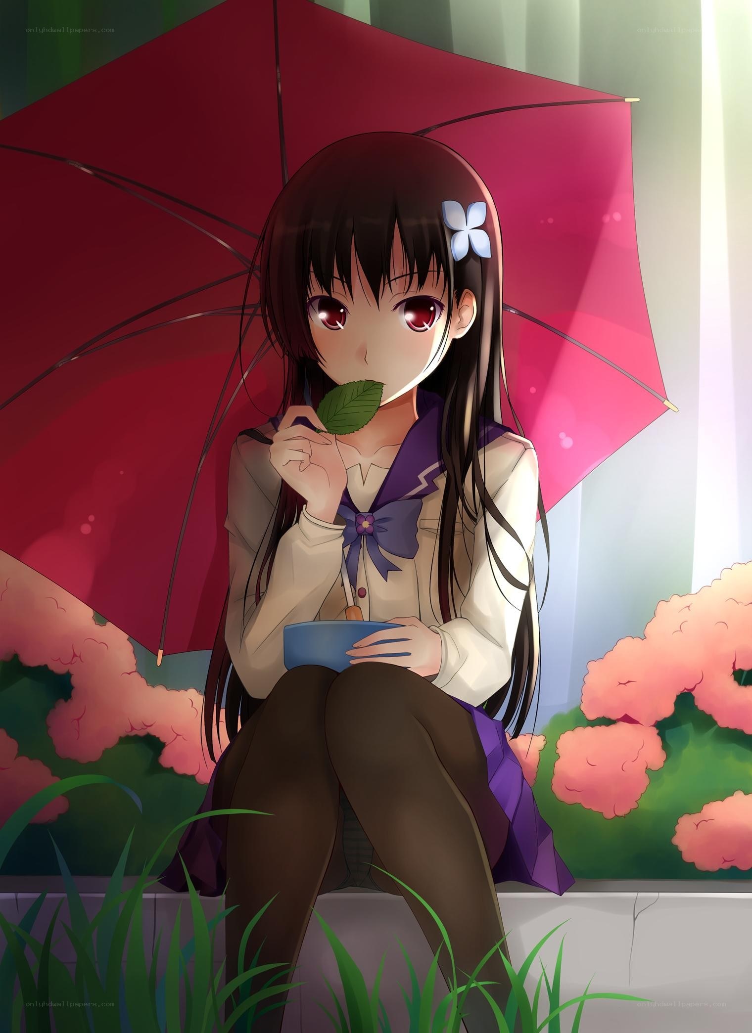 girl with red umbrella