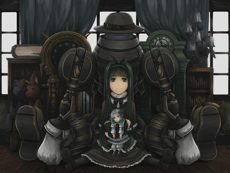 girl with robot companion