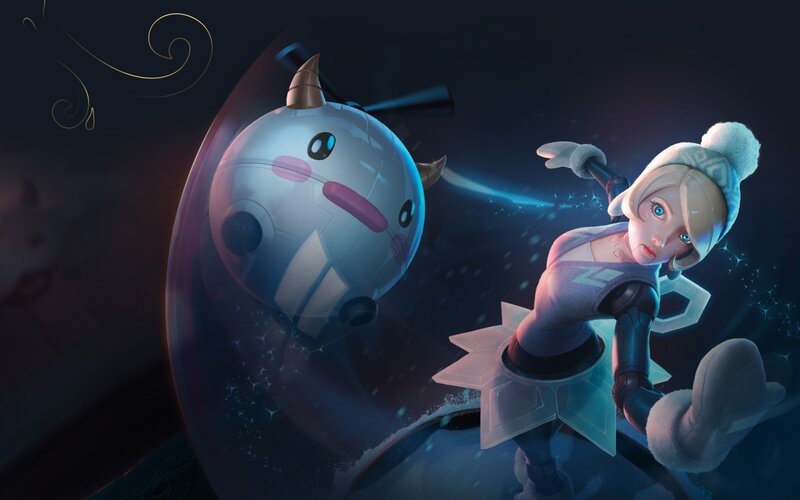 Girl with Robot Companion — Blue, Dramatic