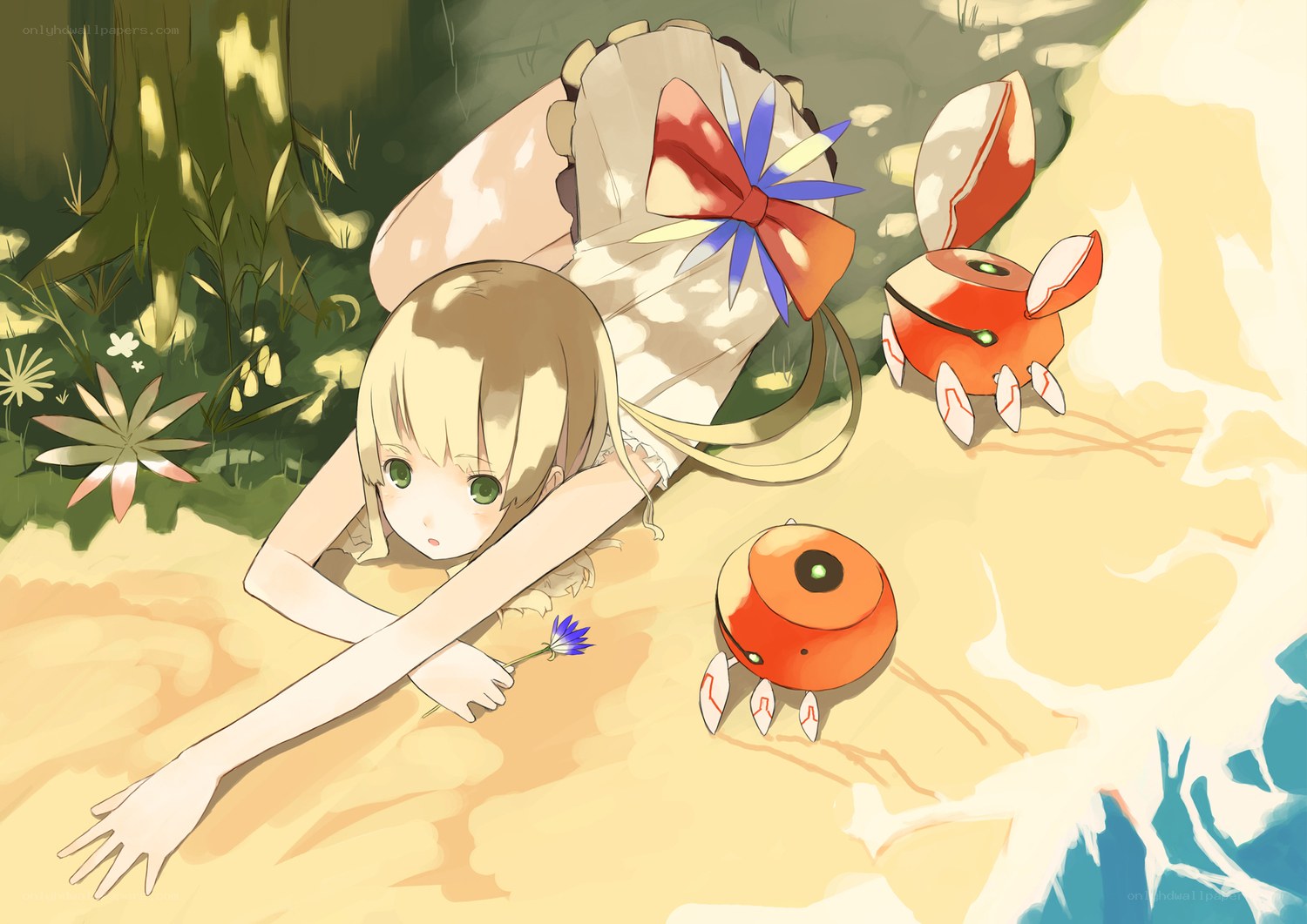 girl with robotic creatures