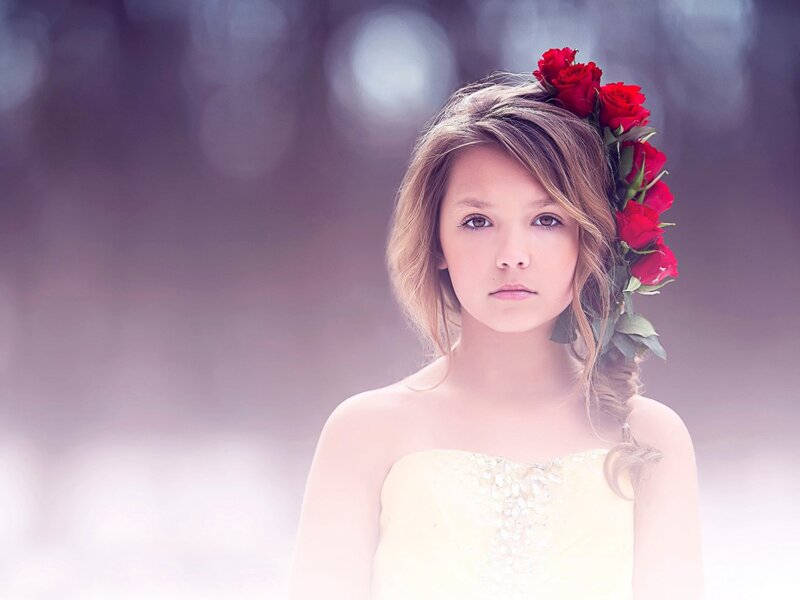 Girl with Rose Crown — Red
