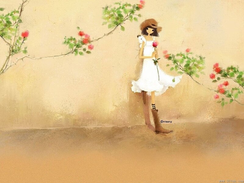 Girl with rose in garden