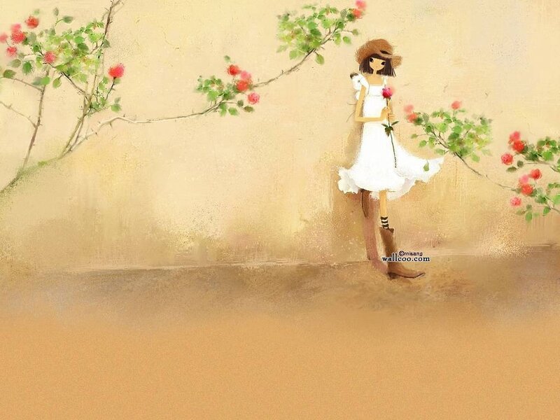 Girl with rose in garden